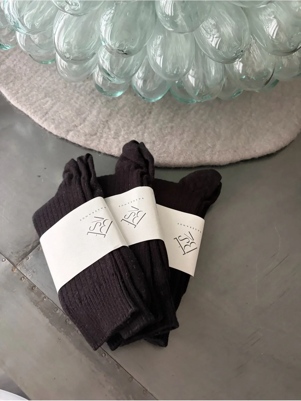 Baserange Rib over ankle organic cotton socks x3